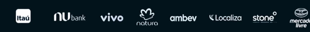 Itaú, Nubank, Vivo, Natura, Ambev, Localiza, Stone, Mercado Livre