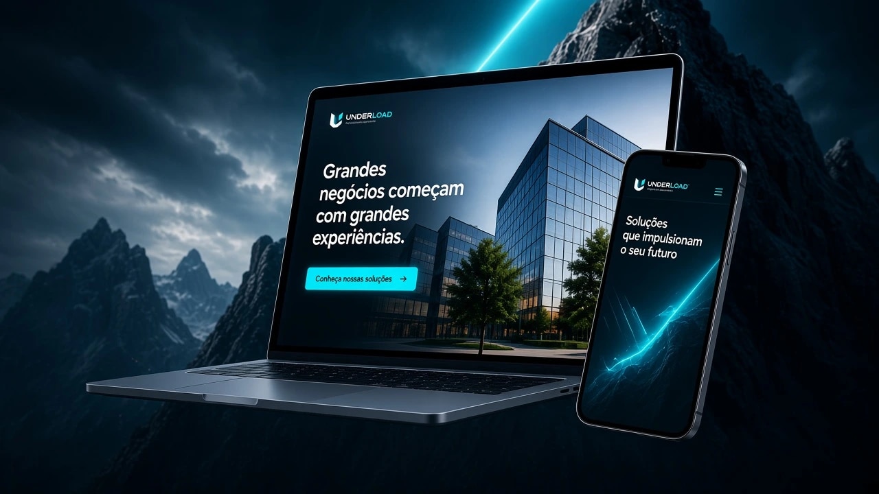 Site institucional Underload no notebook e no celular